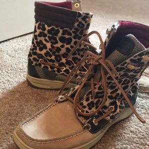 Sperry animal print boots